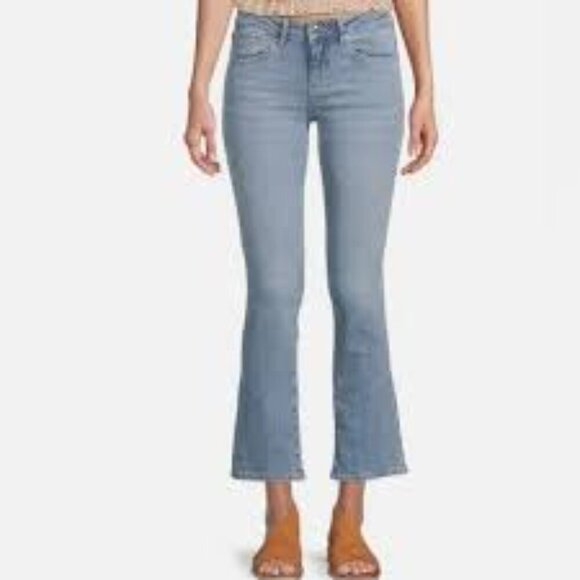 Free People We the Free Medium Wash Blue Women's Jeans Rise Crop Flare Size 30 - Picture 1 of 8